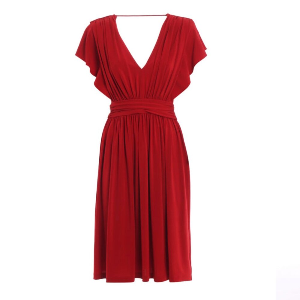 NWT Alberta Ferretti Red draped viscose  MIDI Dress - 42 (US 6)